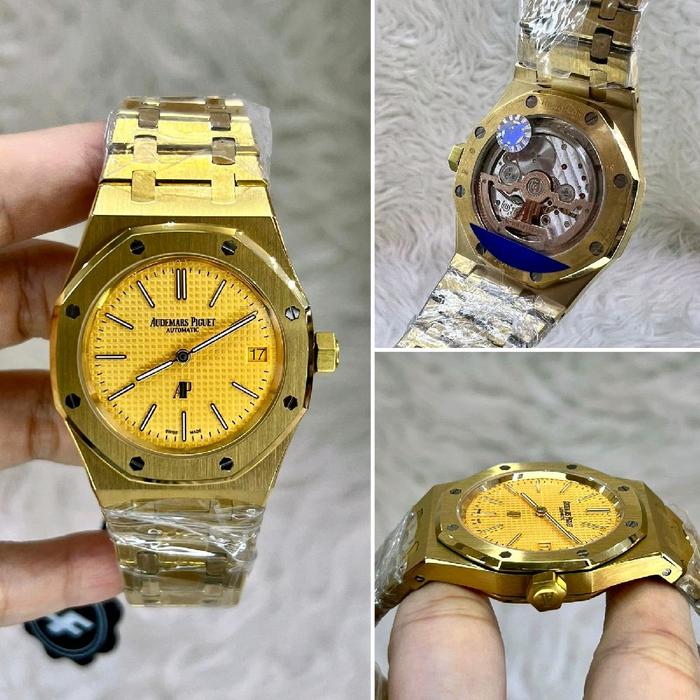 JAM TANGAN AP ROYAL OAK ULTRA THIN AUTOMATIC SWISS YELLOW DIAL DM 39MM