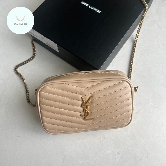 YSL MONOGRAM LOU MINI BAG IN DARK BEIGE SMOOTH LEATHER GHW