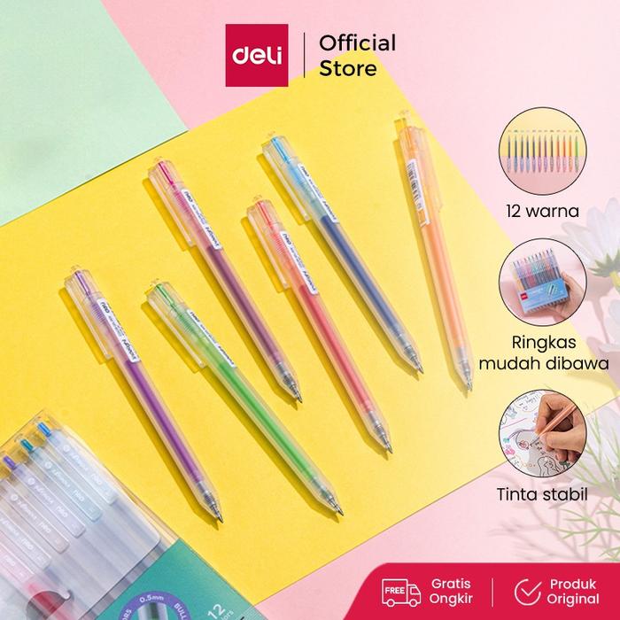 Deli Color Gel Pen / Pulpen Gel Warna / Gel Pen EG118-12X