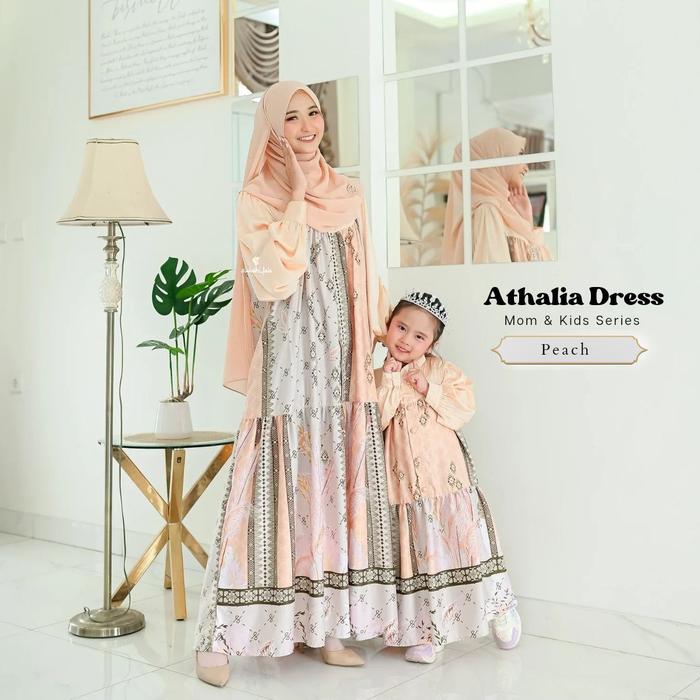 Sukahijab - Athalia Dress Gamis Couple Ibu dan Anak Perempuan Sarimbit bahan Armani Silk kombinasi S
