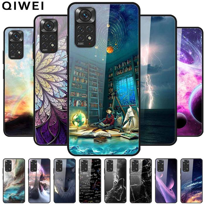 For Xiaomi Redmi Note 11E Pro 5G Case Tempered Glass Hard Phone Cases