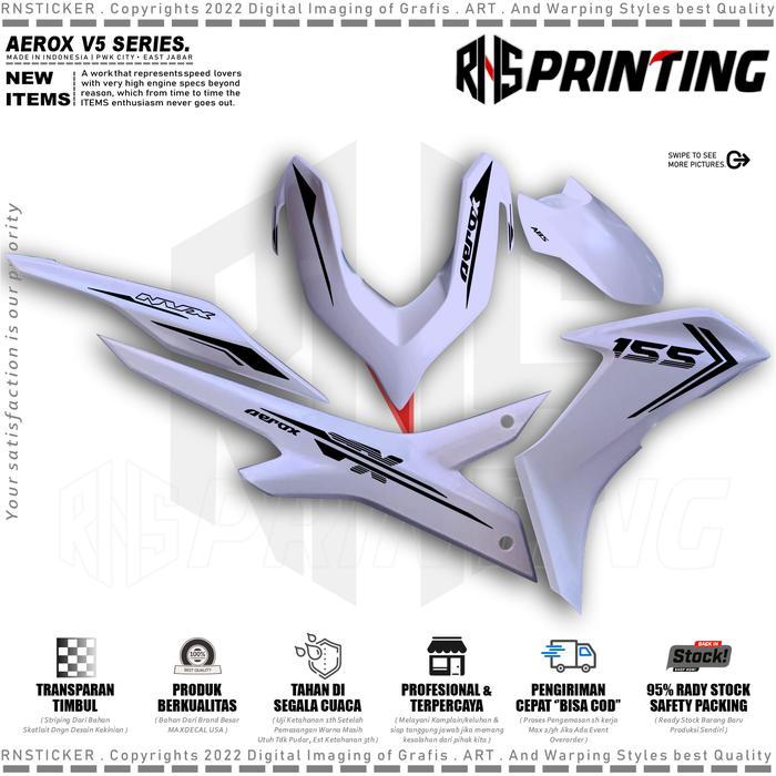 V5 Stiker Striping Aerox New Transparan Simple Bahan Cutting Stiker Striping Variasi Aerox New 155 K