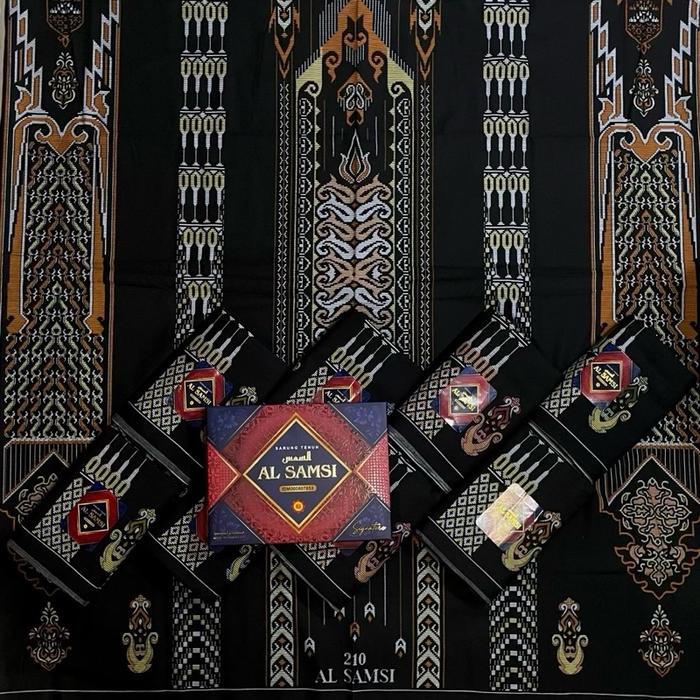 AL SAMSI Black Series Sarung 210 Signature Motif BHS Premium Kain Sutra Katun Soft Adem Nyaman Murah