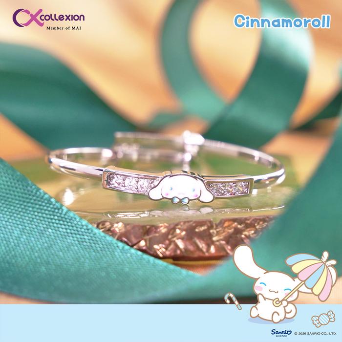 Gelang Kaku Anak Lapis Emas Collexion Dreamy Cinnamoroll Cloud Tie Gold Plated Bangle Silver