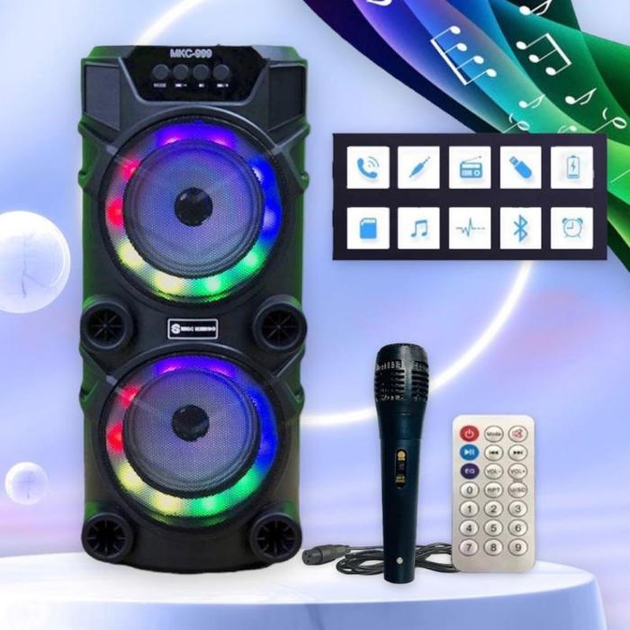 speaker spiker wireless bluetooth karaoke QS 999 portable plus mic