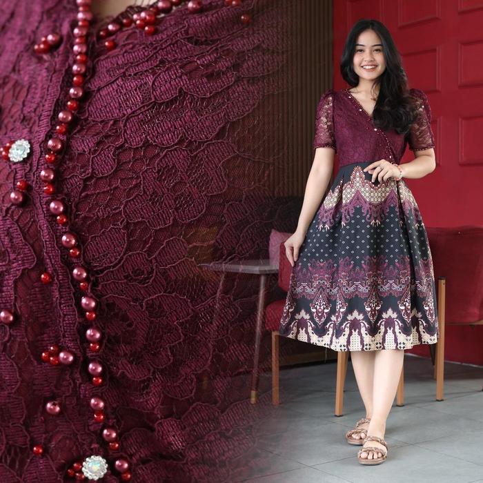 DRESS CASANDRA MIX BATIK DRESS TERBARU DRESS NATALAN DRESS KEKIAN DRESS TERHITS  Casual Casual Casua