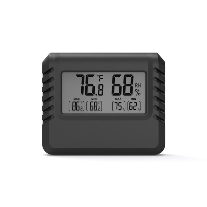 Ultra-Thin Thermometer Hygrometer Mini Thermometer Hygrometer With Bracket Black