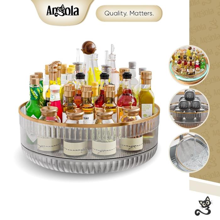 ANGOLA Rak Bumbu Putar Akrilik / Rak Buah Putar Transparan C99 Kitchen Rack Organizer/Rak Serbaguna