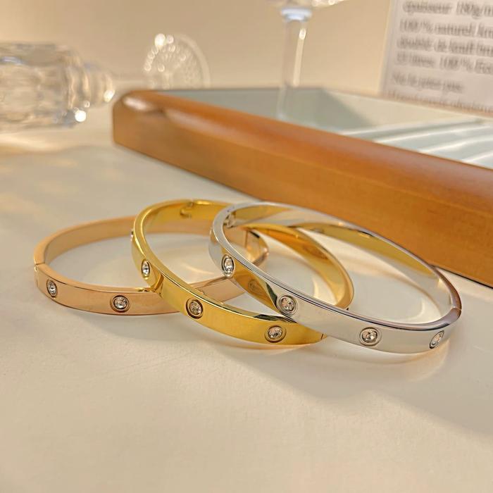Gelang Wanita Titanium Gelang Dihiasi Permata Gelang Nagita Gelang Titanium Kulit Perhiasan Bracelet