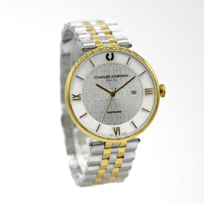 JAM TANGAN PRIA CHARLES JOURDAN CJ1008 SILVER COMBI GOLD ORIGINAL