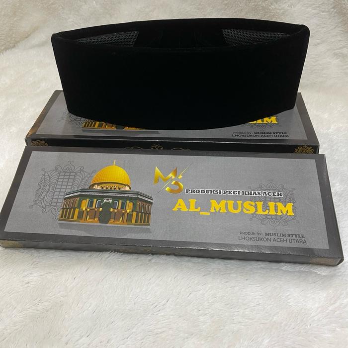 PECI ACEH /KOPIAH KHAS ACEH HITAM POLOS SUPER PREMIUM Muslim Songkok Dewasa Pria tinggi