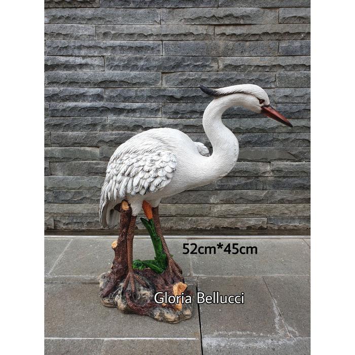 Patung pajangan burung bangau miniatur flamingo jumbo taman kolam