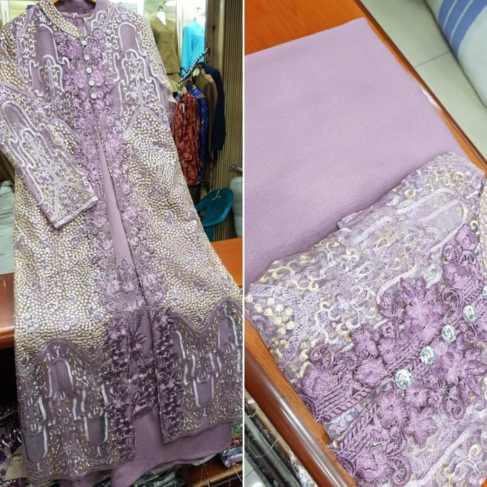 cod GAMIS BROKAT ROMPI MISAH LEPAS PASANG DALAMAN BORDIR-GAMIS PAYET MEWAH MODEL CARDIGAN COCOK PEST
