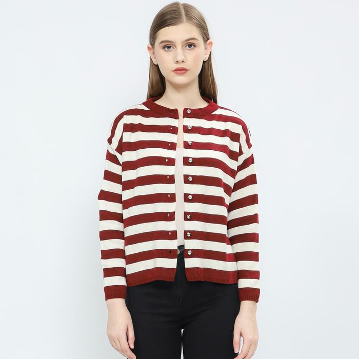 Nitstar IU Cardigan Stripe Atasan Rajut Wanita Outer