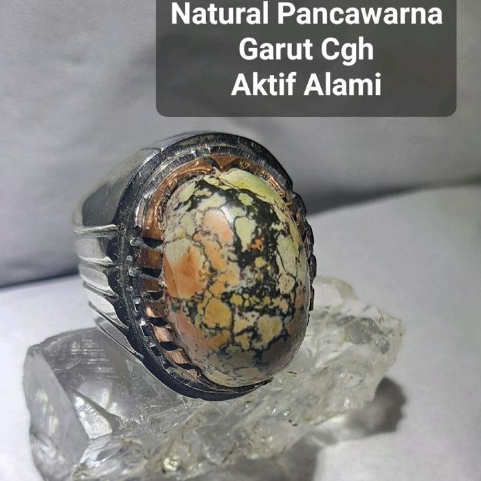 Natural PANCAWARNA GARUT Cgh Aktif Alami Cincin Monel List Tembaga Batu Alam Akik Super Pria