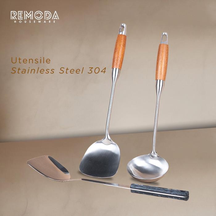Remoda Spatula Sodet Sutil & Erus Stainless Steel SUS304 Handle Kayu