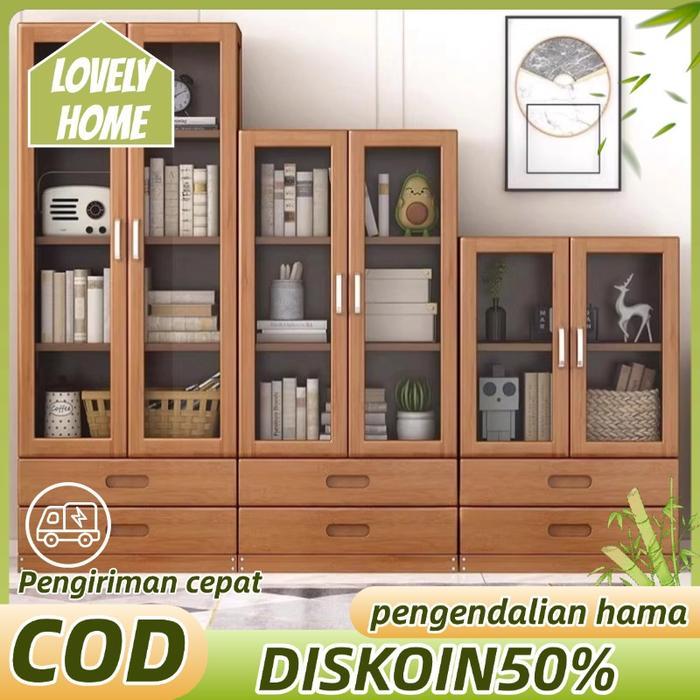 Lemari Buku Lmari Pajangan Transparan bedside table Rak Buku Serbaguna Aesthetic Tingkat lemari disp