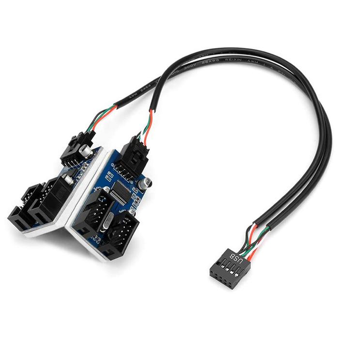USB 2.0 9 Pin Header USB Splitter USB2.0 9Pin Hub Adapter 1 to 4 Extension Hub Splitter Adapter Moth