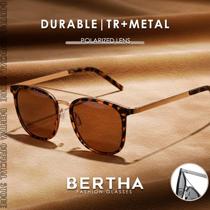 BERTHA Kacamata Sunglasses Polarized Anti Silau Sinar Matahari Bentuk Frame Aviator Bahan Frame Tr90