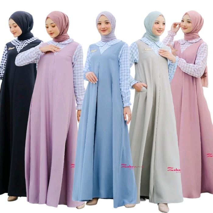 GAMIS Muslim CantikPRISCILLA 3 ZABANNIA ( ONLY DRESS) Wanita Lebaran Syari Maxi