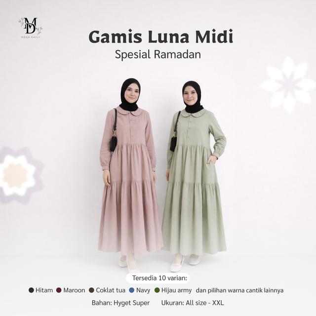 LUNA MIDI DRESS Fashion Wanita | Dress Busui Friendly, Dress busui kondangan muslimah, Dress cantik 