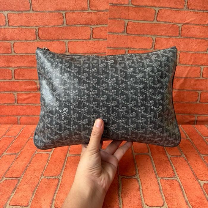 TAS HANDBAG KULIT PRIA WANITA GOYORD KULIT ABU SECOND BRANDED / TAS CLUTCH PRIA WANITA GOYOR KULIT S
