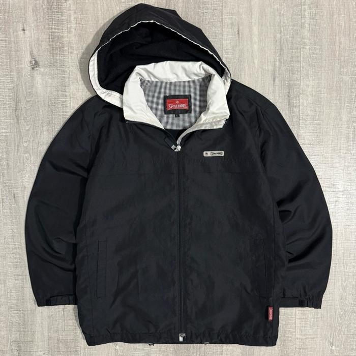 Spalding windbreaker hooded jacket black