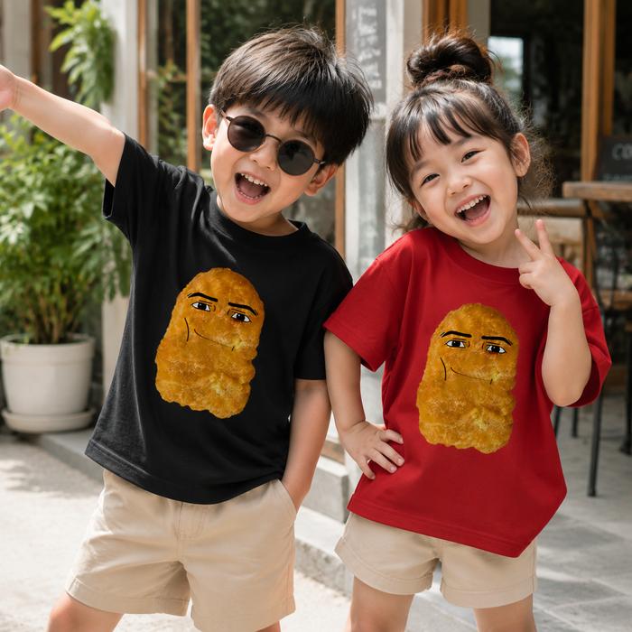 ZUKiKO -  KAOS ANAK MEME RIZZ CHICKEN NUGGET MEMES - ATASAN LENGAN PENDEK ANAK CHICKEN NUGGET MEMES 