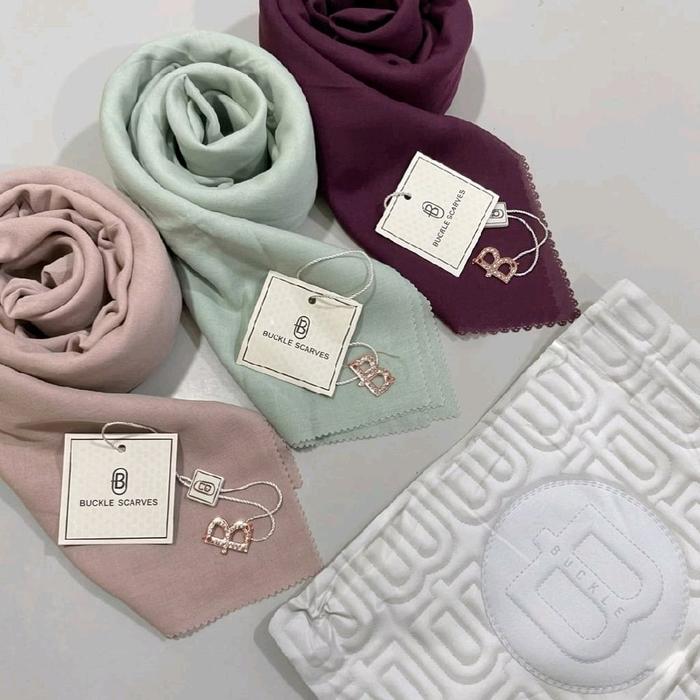 Jilbab Buckle Polos / Hijab Buckle Scarves / Segiempat Buckle Scarves / Jilbab Segiempat Polos / Buc