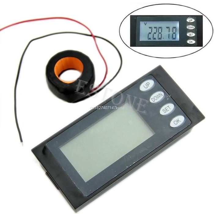 AC 100A 5 in 1 Digital Combo Panel Meter Volt Amp kWh Watt Working