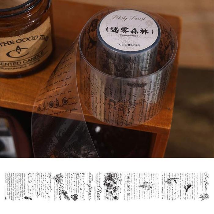 3Meter Roll Sticker Quotes Stiker TIME MANUSCRIPT PET Tahan Anti Air Transparan Scrapbook Bujo Jurna