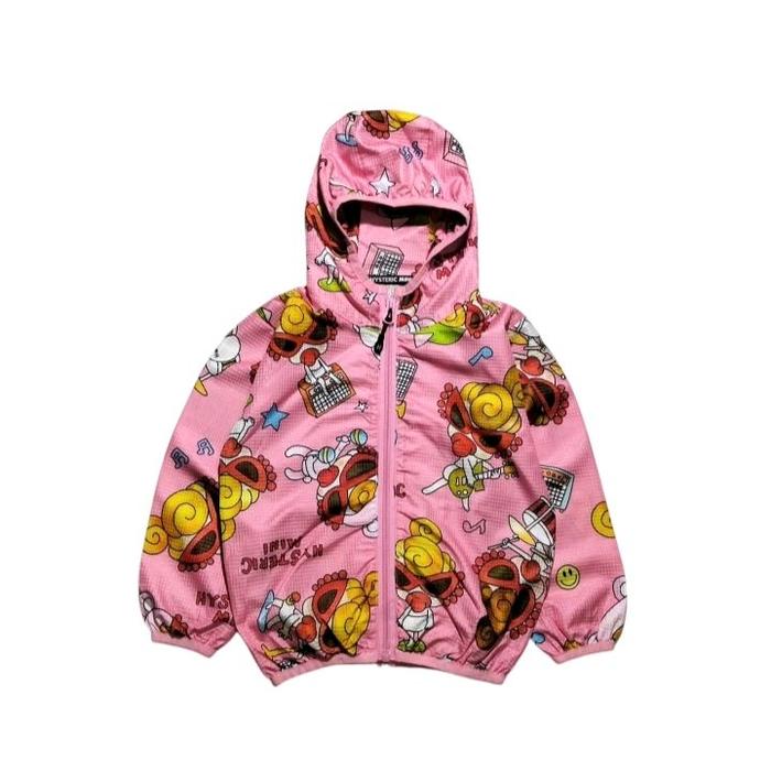 HYSTERIC MINI kids women jacket running motif pullfrint size 90 fit 2 - 3 th (P40xL34)