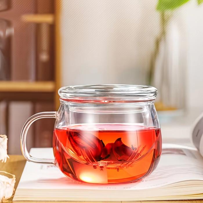 Kaluku Mall | Cangkir Teh Infuser | Mug Kaca Tahan Panas | Alat Seduh Teh