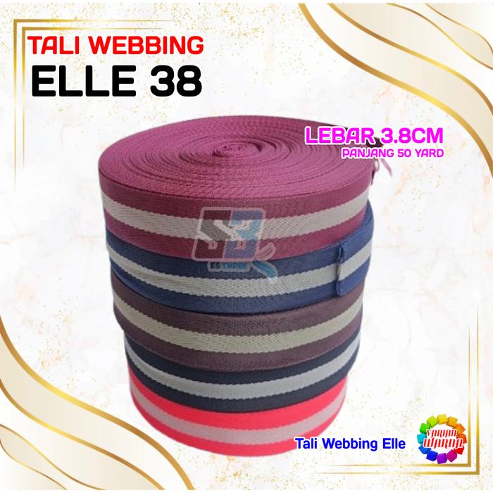 TALI WEBBING TAS MOTIF SALUR 38MM TALI BISBAN WEBBING ISI 50 YARD WARNA HITAM MERAH NAVY COKLAT KOPI
