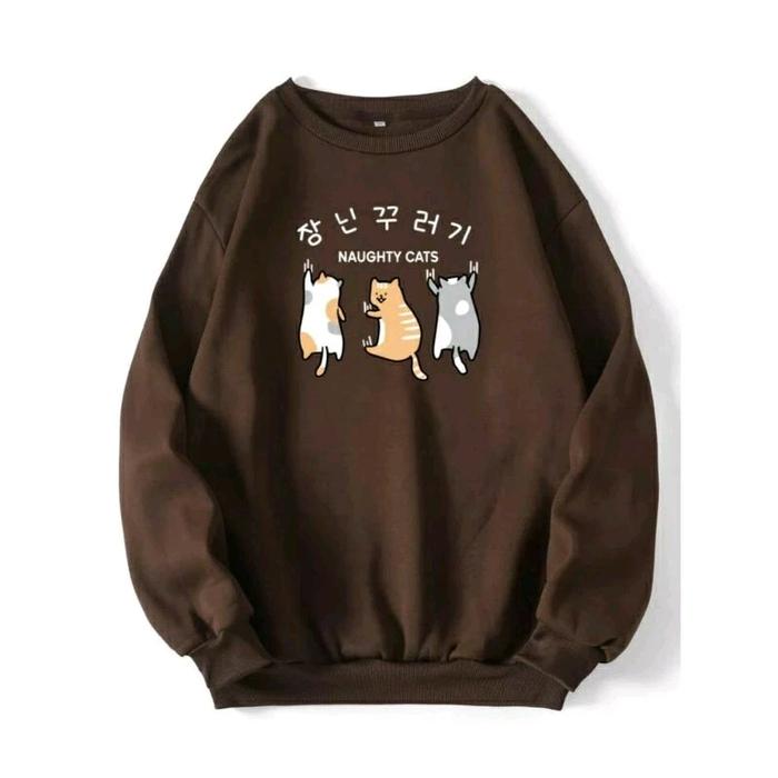 sweater wanita naughty cat crewneck oversize