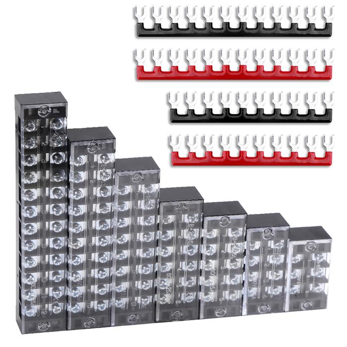 1pcs 15A 600V Dual Row Strip Screw Terminal Block With 2pcs Terminal Strip Short Piece TB Connector 