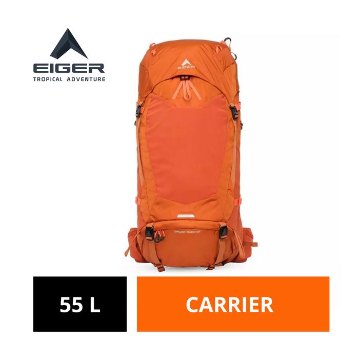 [BISA COD] Tas Gunung Pria Eiger Original 55 L Hitam Nilon Spider Rock 55 Carrier Outdoor