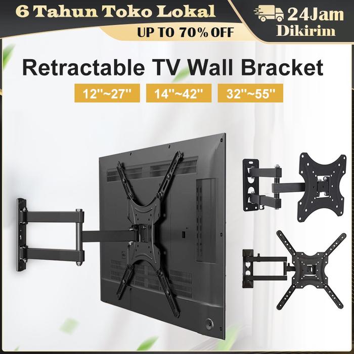 Braket Pemasangan TV Dinding 12-32 Inci | Holder TV Metal Universal Untuk Layar Datar dengan Sistem 