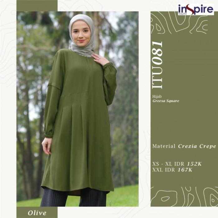 F㊛1T INSPIRE TUNIK ITU 81 WARNA HIJAU OLIVE BLOUSE ATASAN POLOS IS BUSUI A✔C8