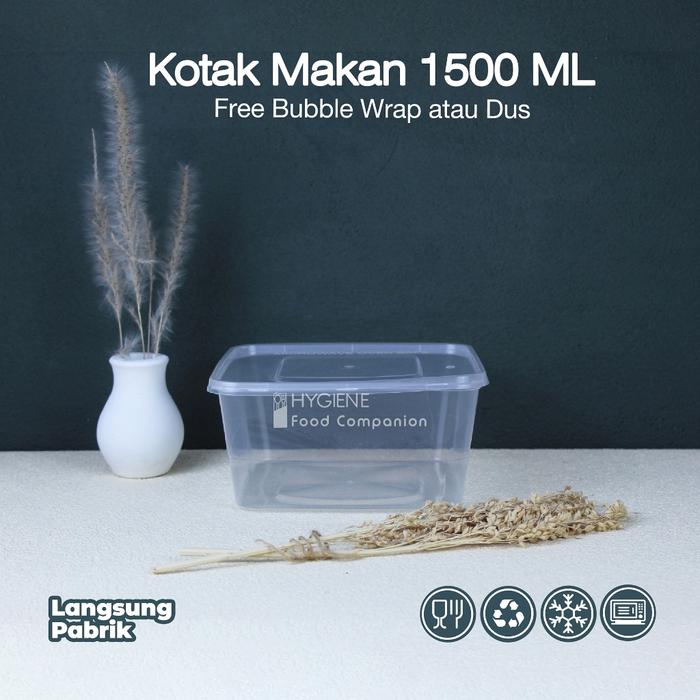 READY Thinwall 1500 ML Persegi / Kotak Makan Plastik