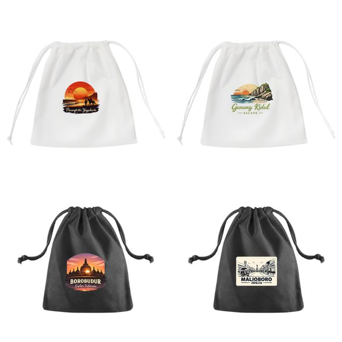 Tas Pouch Bag Kecil Tas Souvenir Oleh Oleh Yogyakarta Jogja Jogjakarta Malioboro Candi Borobudur