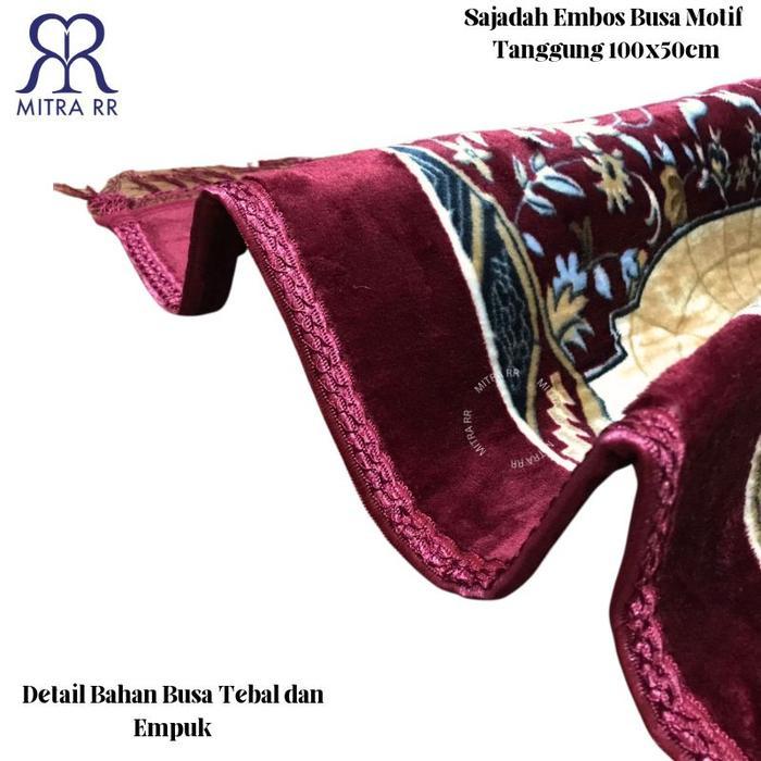 Sajadah Busa Embos Motif Kuncir Ukuran Tanggung 100 x 50cm | Sajadah Busa Empuk Rumbai Anti Slip 50x
