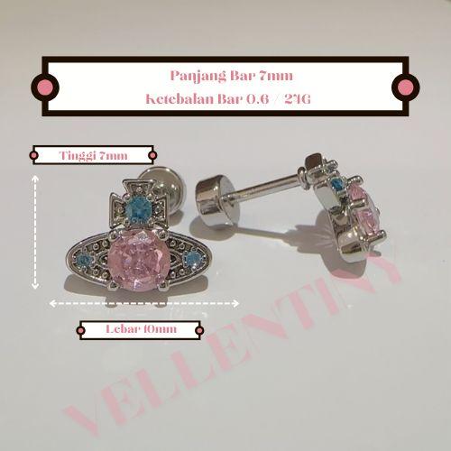 (Sepasang) Anting Tindik Barbel Titanium Lapis Emas 18K - Tiny Glam & Co Anting Klip