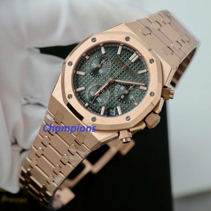 AP CHRONO JAM TANGAN AP ROSE GOLD GREEN DIAL 41MM APS FACTORY