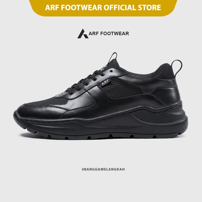 ARF Jaguar FullBlack Sepatu Sneakers Hitam Casual Pria Wanita Sepatu Sekolah Chunky Daddy Shoes Kasu
