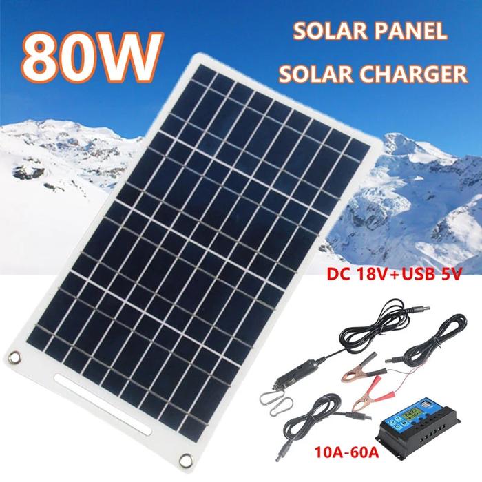 80W Solar Panel Kit 18V/5V USB Solar Panel with Controller Solar Cell