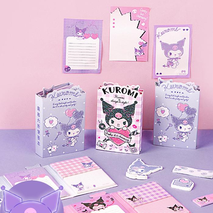 Sanrioed Kuromi Sticky Note Anime Kawaii Cartoon Memo Pad Portable