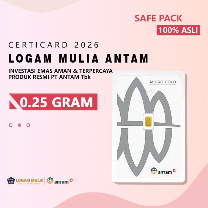 Antam Logam Mulia Certicard 0.25 Gram, Emas Batangan, LM Antam