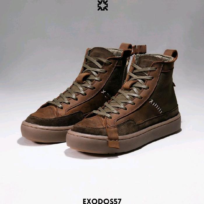 EXODOS57 - Sepatu Sneakers Kulit - GALAN BROWN ARMY Kasual
