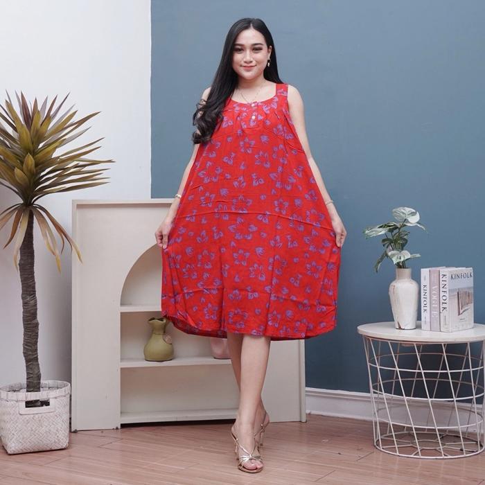 Daster Wanita Tanpa Lengan Yukensi Rayon Premium Ld 130 Kancing Dada Busui Kain Katun Tebal Halus Dr
